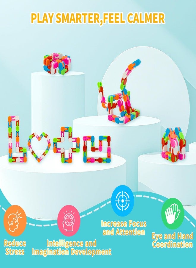 Poartsda Wacky Tracks 30 Pack Snap and Click Fidget Toys Bulk for Party Favors Puzzles Birthday Goodie Bag ,School Students Gift, Classroom Prizes Valentines Day Rainbow Toys for Kids,Teens - Image 3